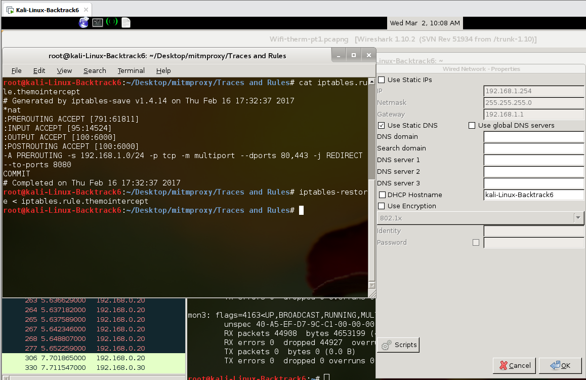 Screenshot showing iptables setup